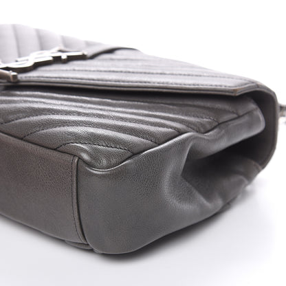 Saint Laurent Sheepskin Matelasse Chevron Monogram Medium College Bag Light Coal 9 of 17