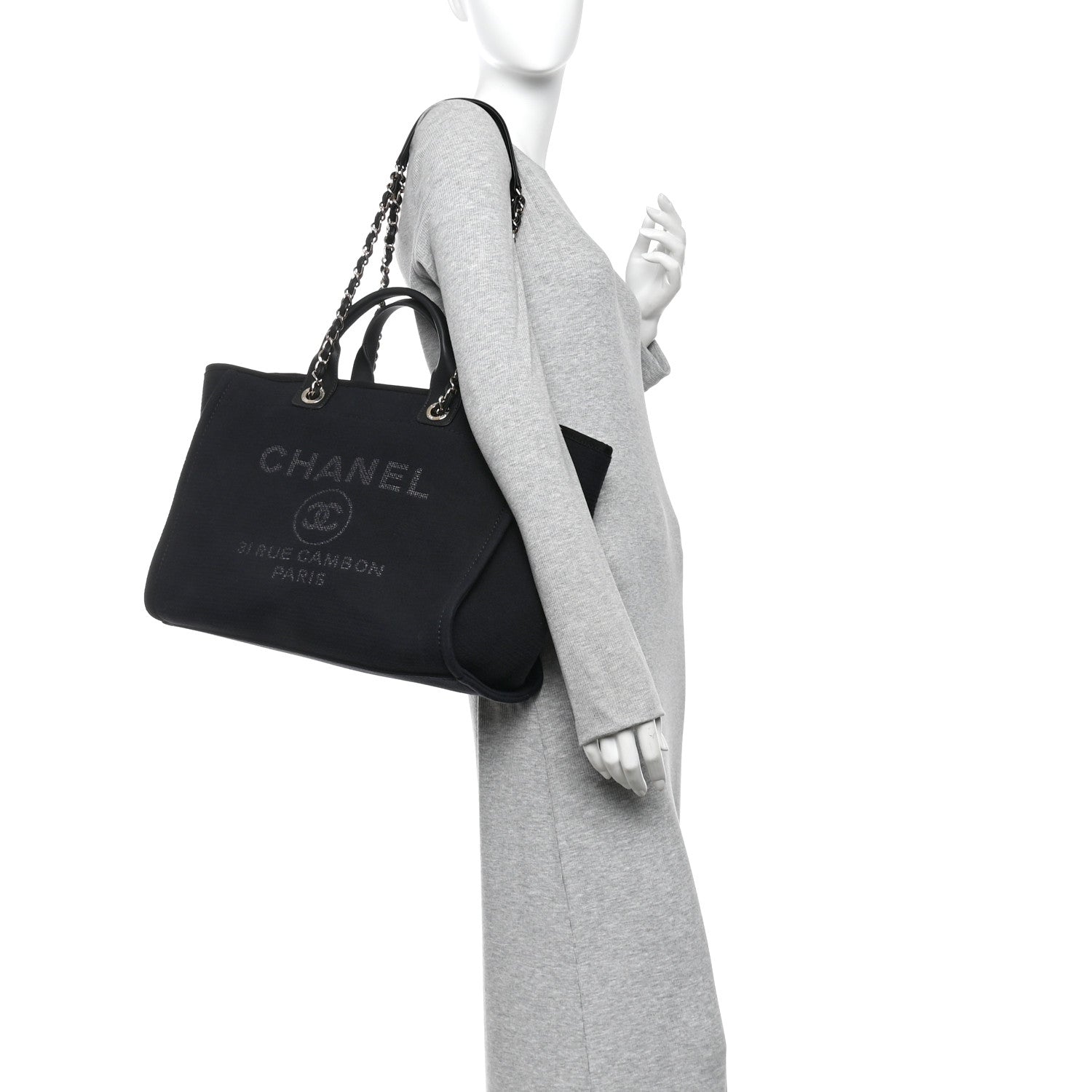Chanel Mixed Fibers Medium Deauville Tote Black 2 of 12