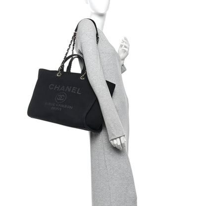 Chanel Mixed Fibers Medium Deauville Tote Black 2 of 12