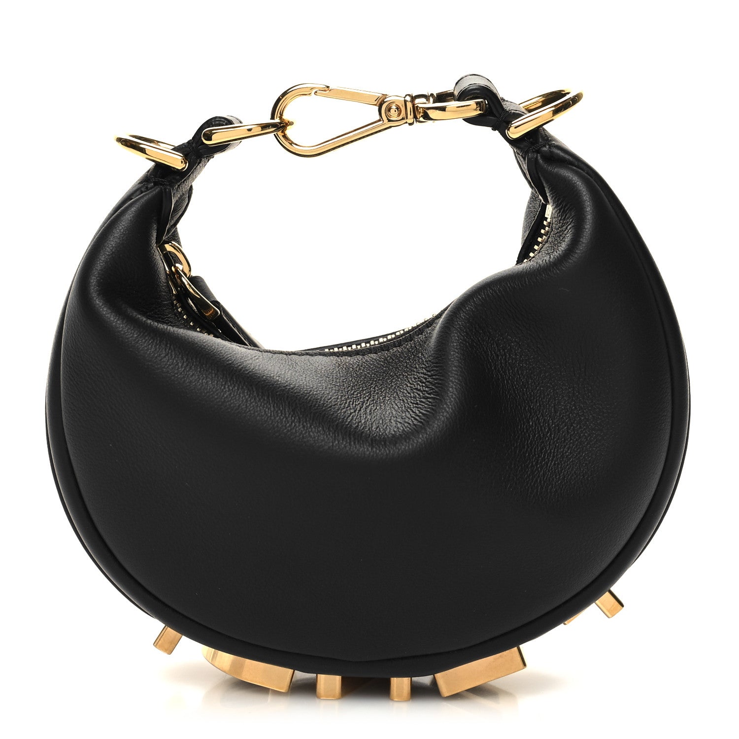 Fendi Vitello Grace Matte Nano Fendigraphy Hobo Charm Black 1 of 10
