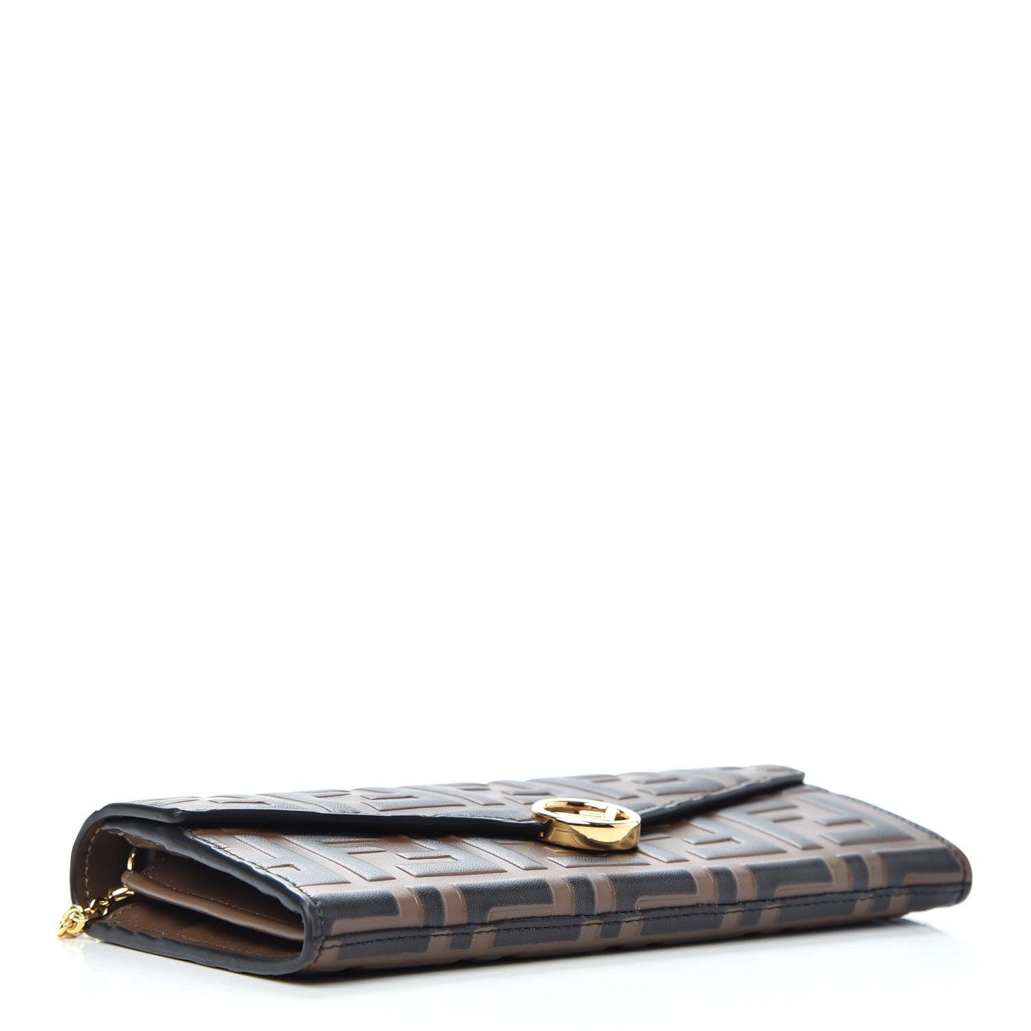 Fendi Vitello Soft F is Fendi Bi-Color FF 1974 Embossed Continental Envelope Wallet On Chain Maya Black 4 of 7