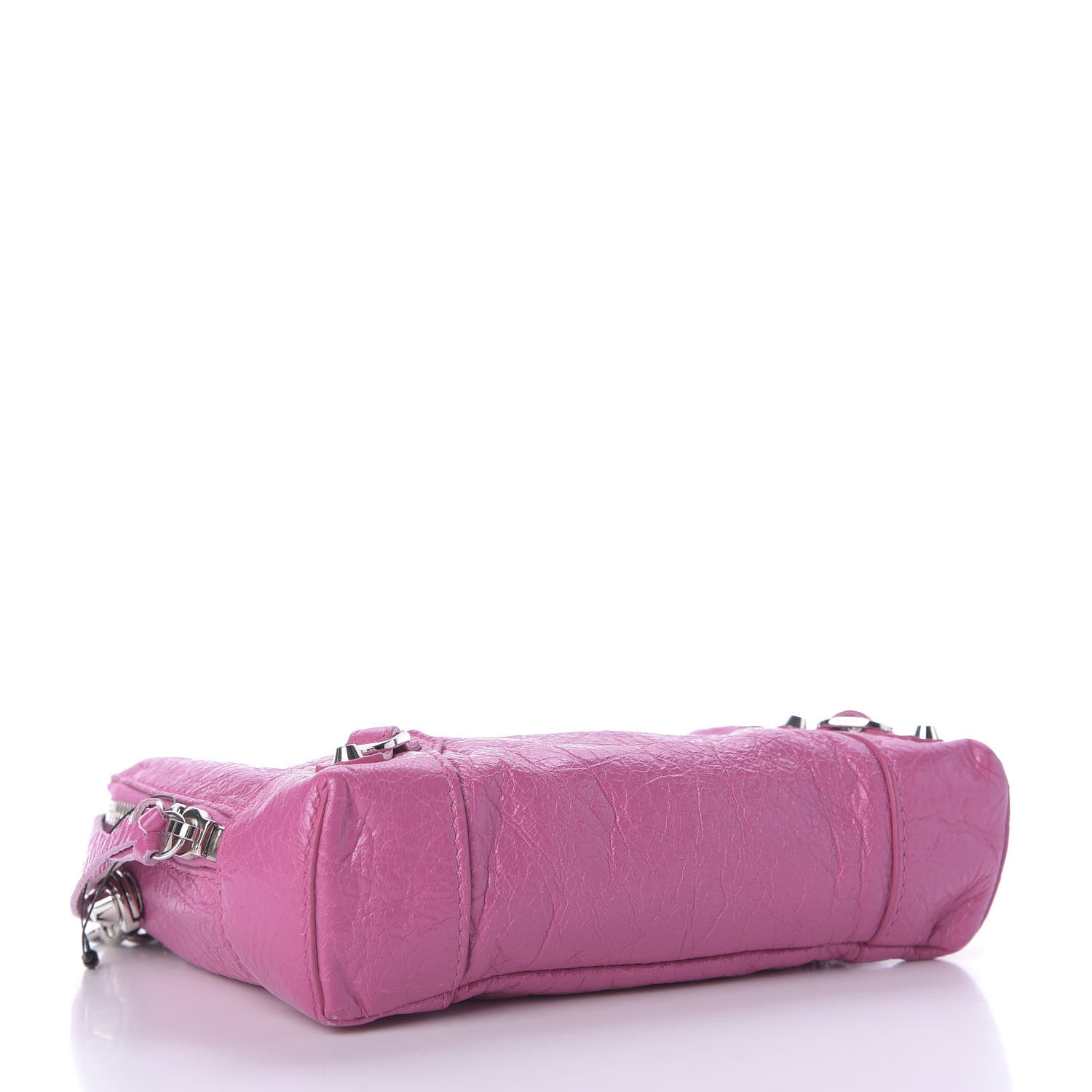 Balenciaga Agneau Arena Classic Silver Hardware Pouch With A Chain Crossbody Rose Flamingo 3 of 7