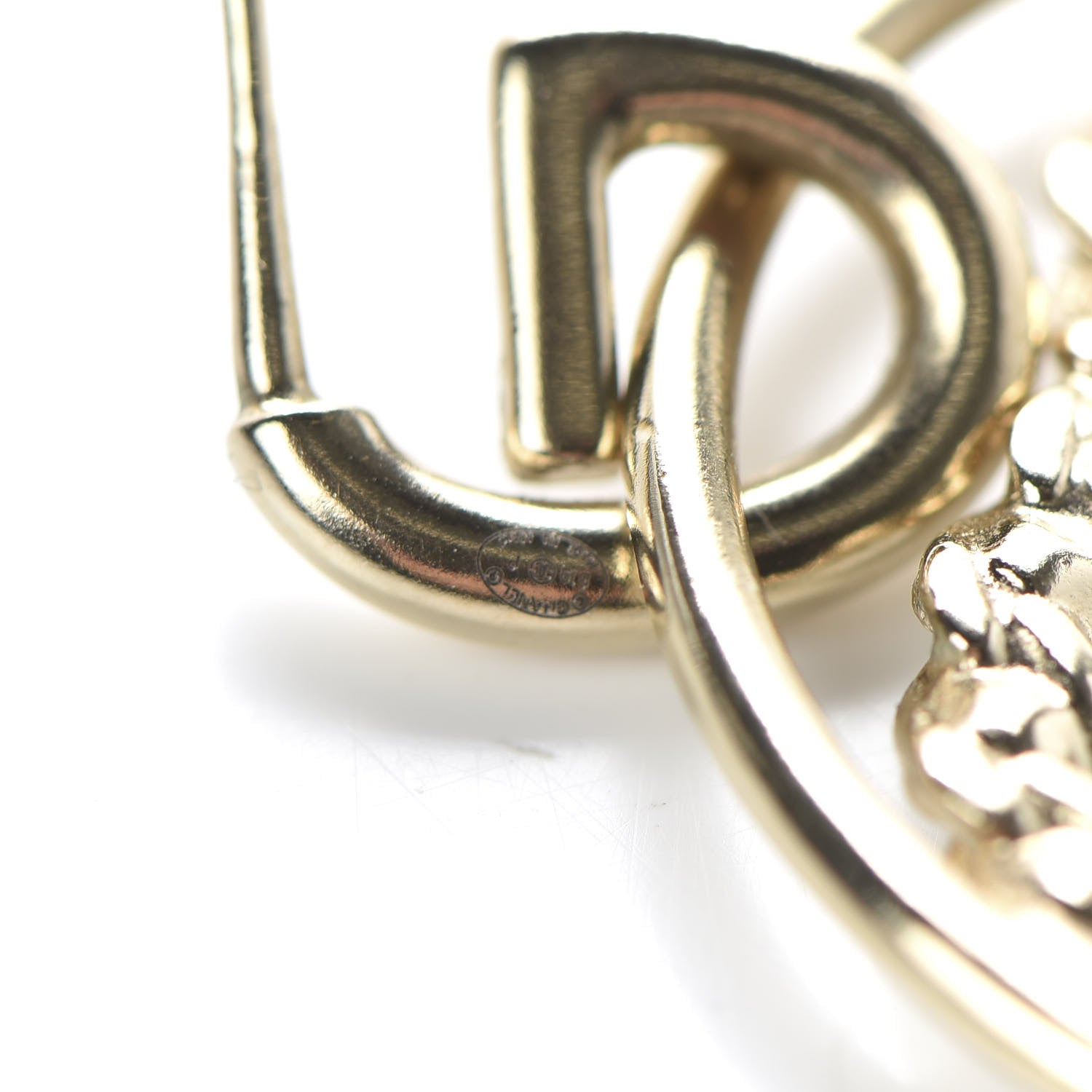 Chanel Crystal Chain Strass CC Drop Earrings Gold 4 of 5