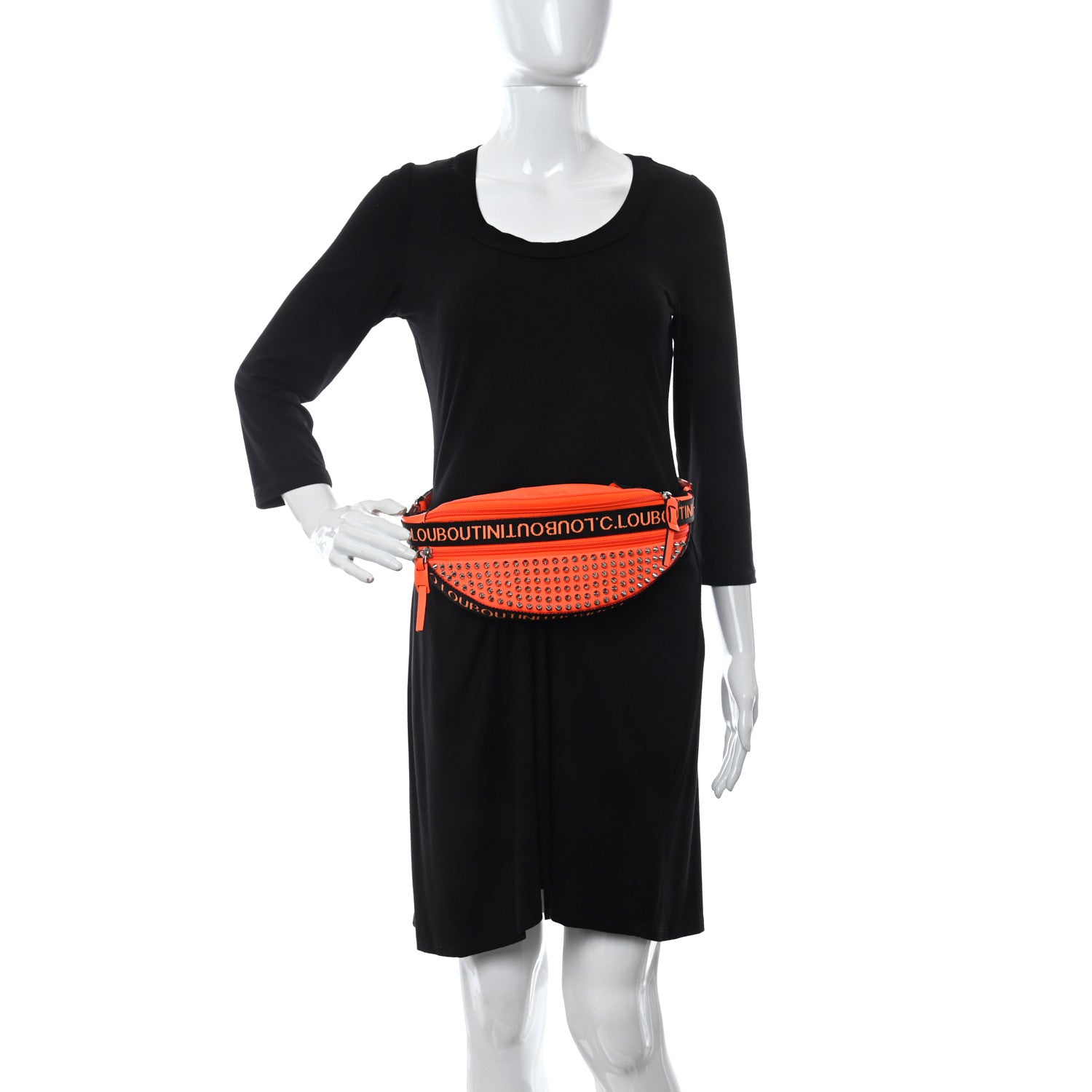 Christian Louboutin Calfskin Spiked ParisnycBelt Bag Orange 2 of 10