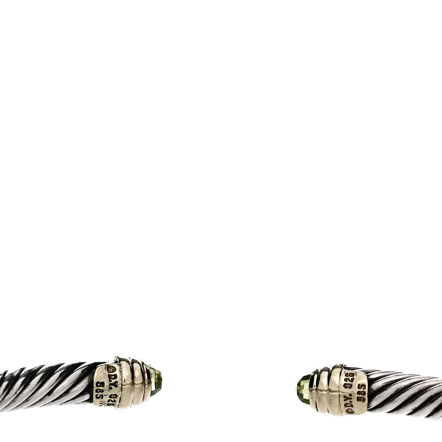 David Yurman Sterling Silver 14K Yellow Gold Peridot 5mm Cable Classics Petite Color Bracelet 3 of 3
