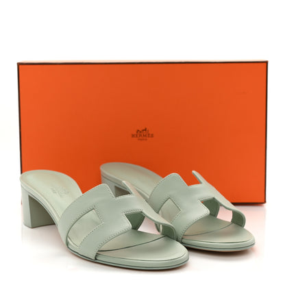 Hermes Calfskin Oasis Sandals 37 Vert D'eau 10 of 10