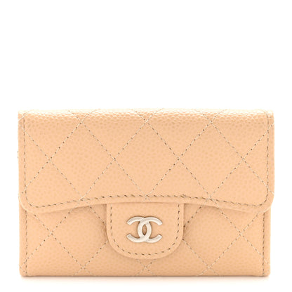 Chanel Caviar Quilted Flap Card Holder Wallet Beige 1 of 9