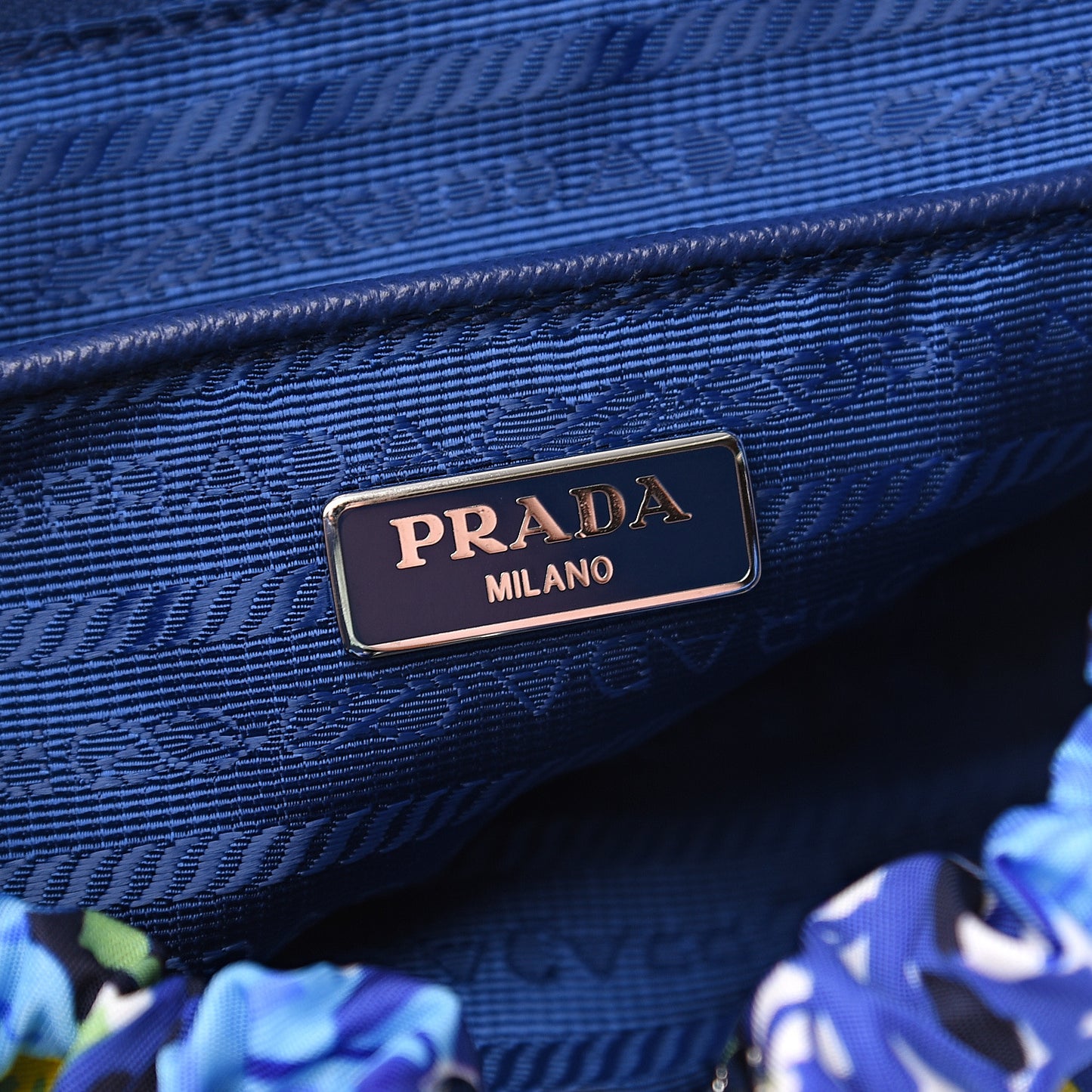 Nylon Saffiano Floral Print Single Buckle Backpack Bluette Dis Primule