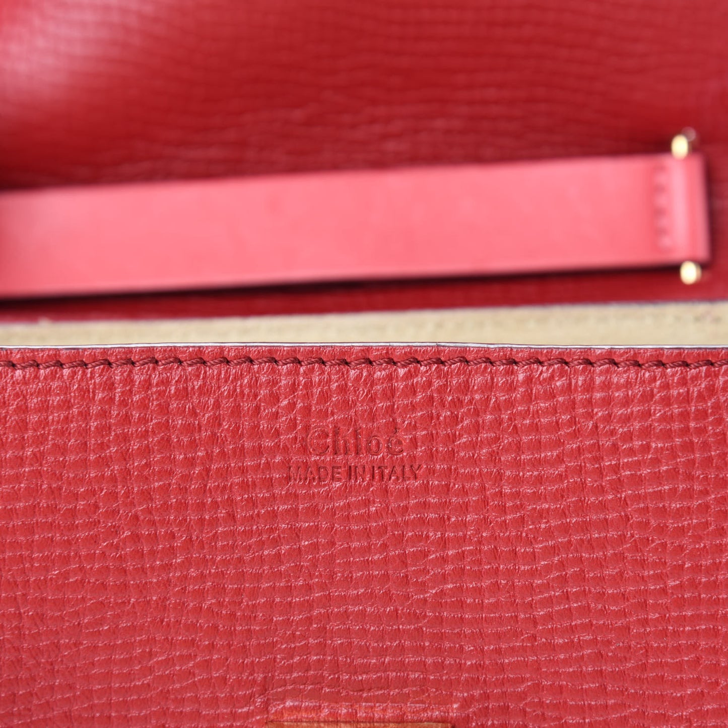 Grained Calfskin Lambskin Drew Shoulder Bag Red