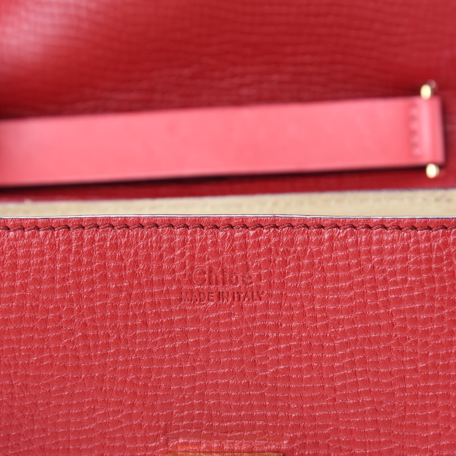 Chloe Grained Calfskin Lambskin Drew Shoulder Bag Red 8 of 9