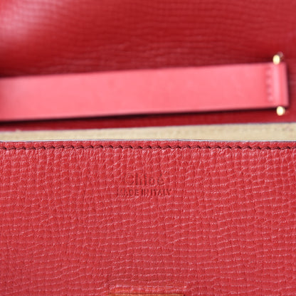 Chloe Grained Calfskin Lambskin Drew Shoulder Bag Red 8 of 9