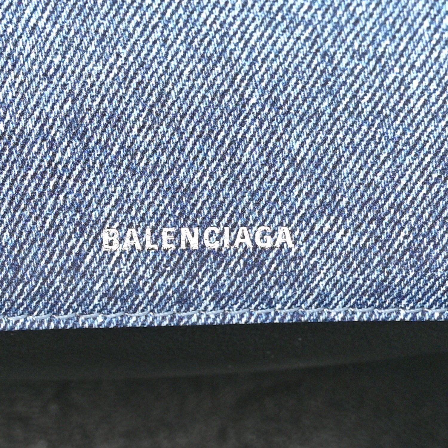 Balenciaga Nappa Denim Printed Hourglass Top Handle Bag XS Denim Blue 6 of 10