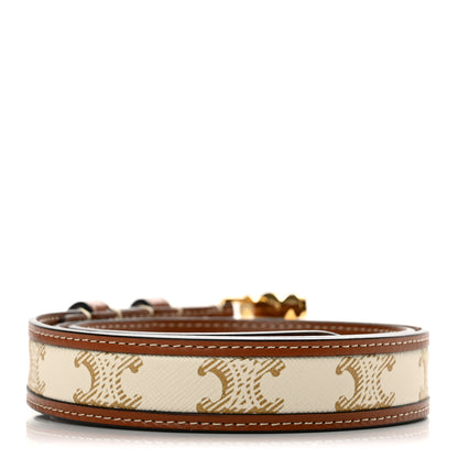 Celine Canvas Calfskin Medium 25mm Triomphe Belt 75 30 White Tan 2 of 6