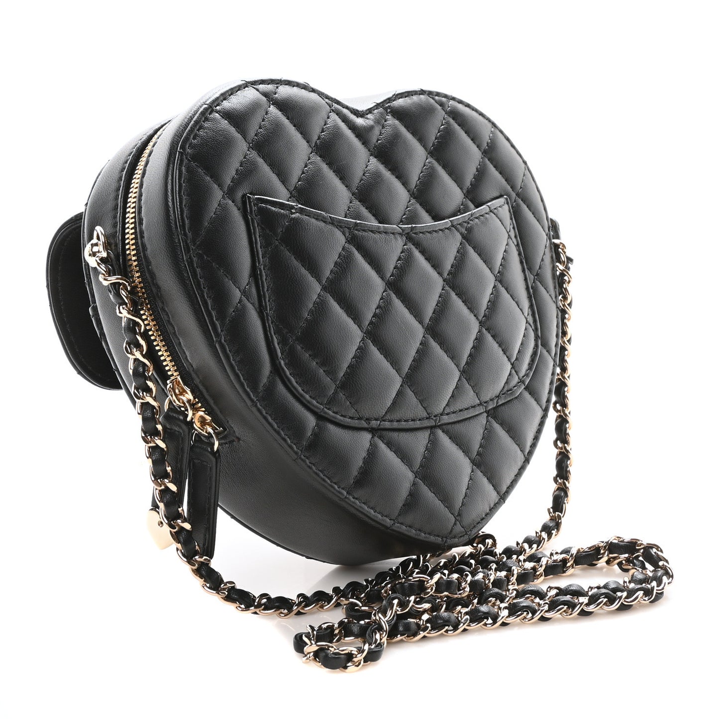 Lambskin Quilted CC In Love Heart Bag Black
