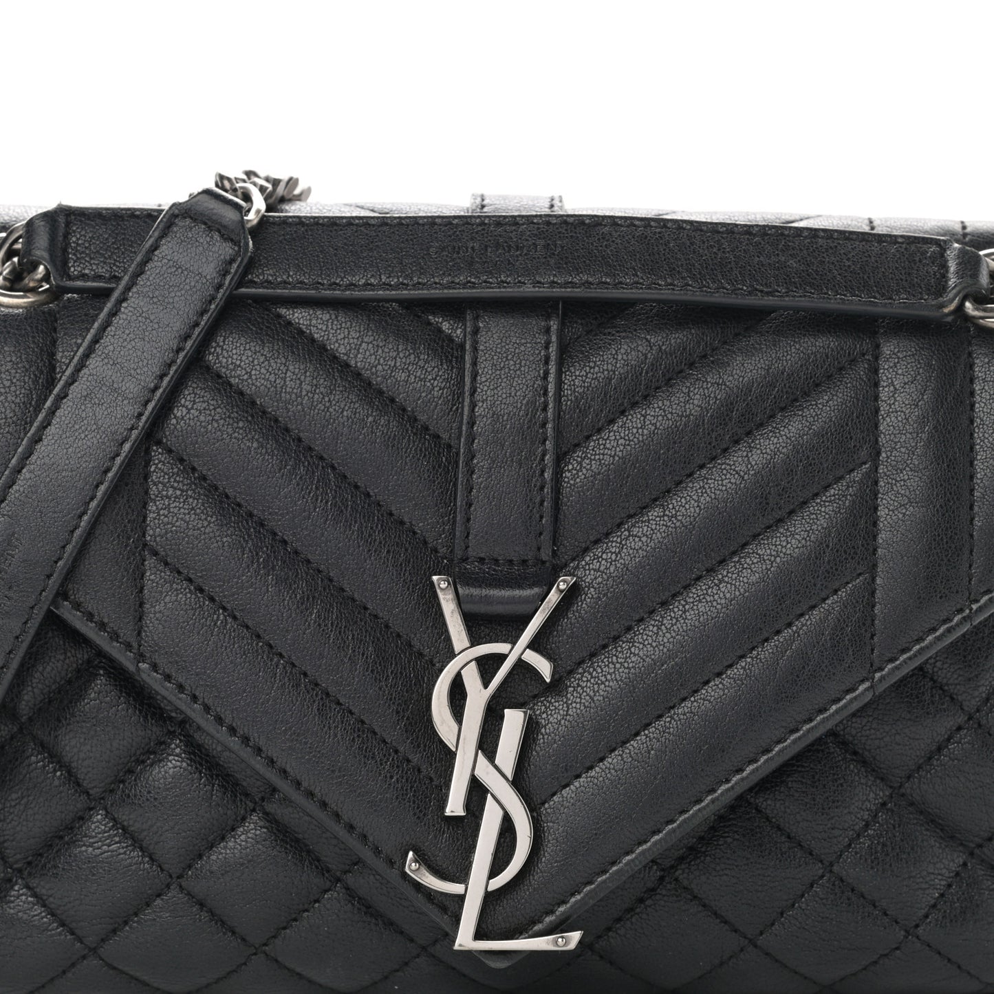 Sheepskin Tri-Quilt Monogram Medium College Bag Black