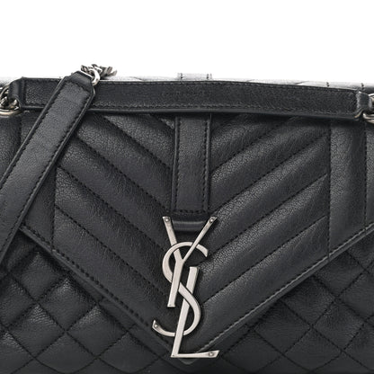 Saint Laurent Sheepskin Tri-Quilt Monogram Medium College Bag Black 8 of 17