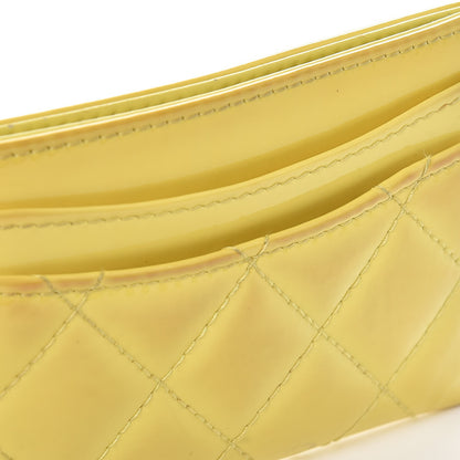 Chanel Patent Quilted Card Holder Yellow 11 of 13