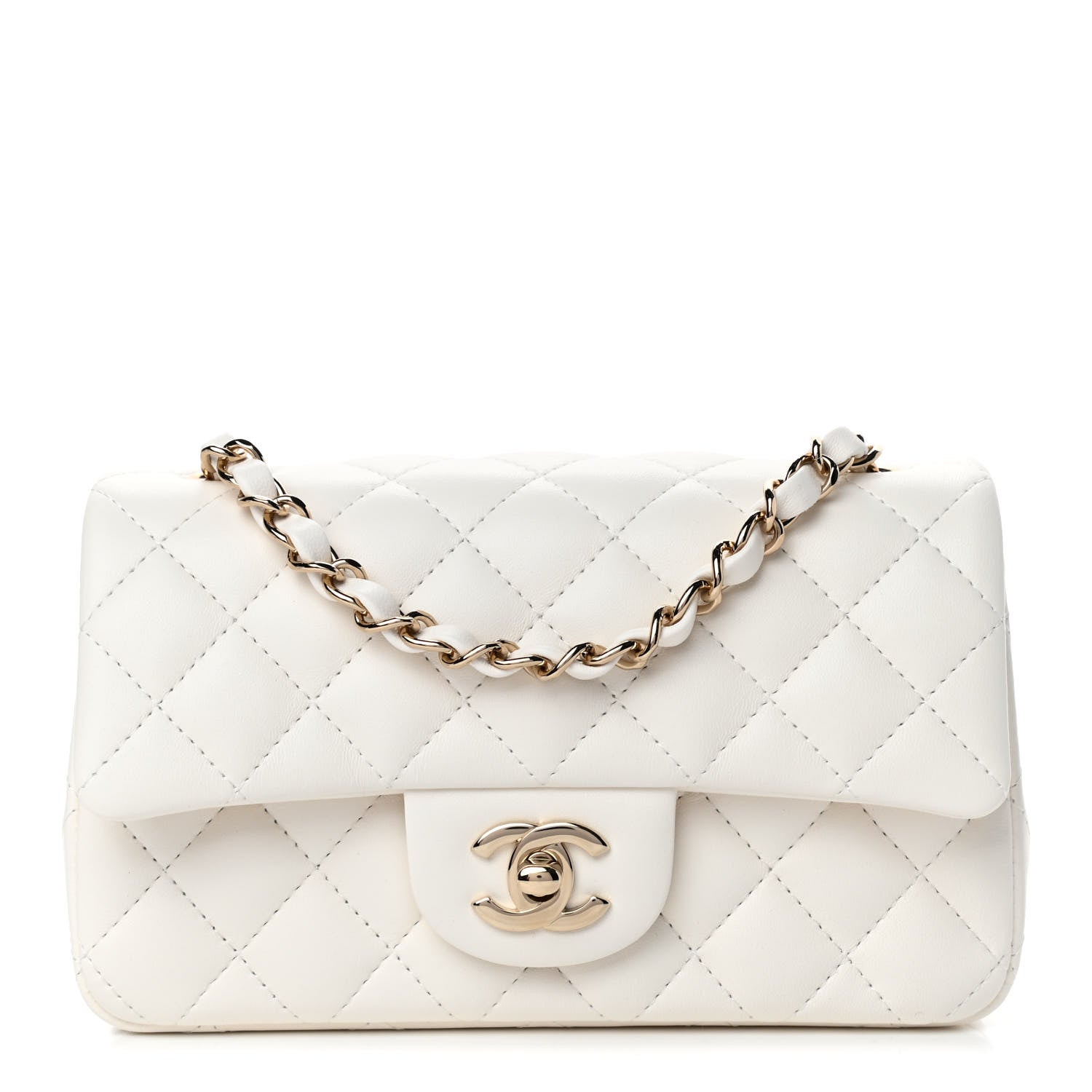 Chanel Lambskin Quilted Mini Rectangular Flap White 1 of 4