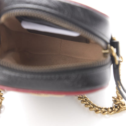 Gucci Vintage Effect Calfskin Matelasse Diagonal Mini Torchon GG Marmont Crossbody Bag Black Romantic Cherry 5 of 9