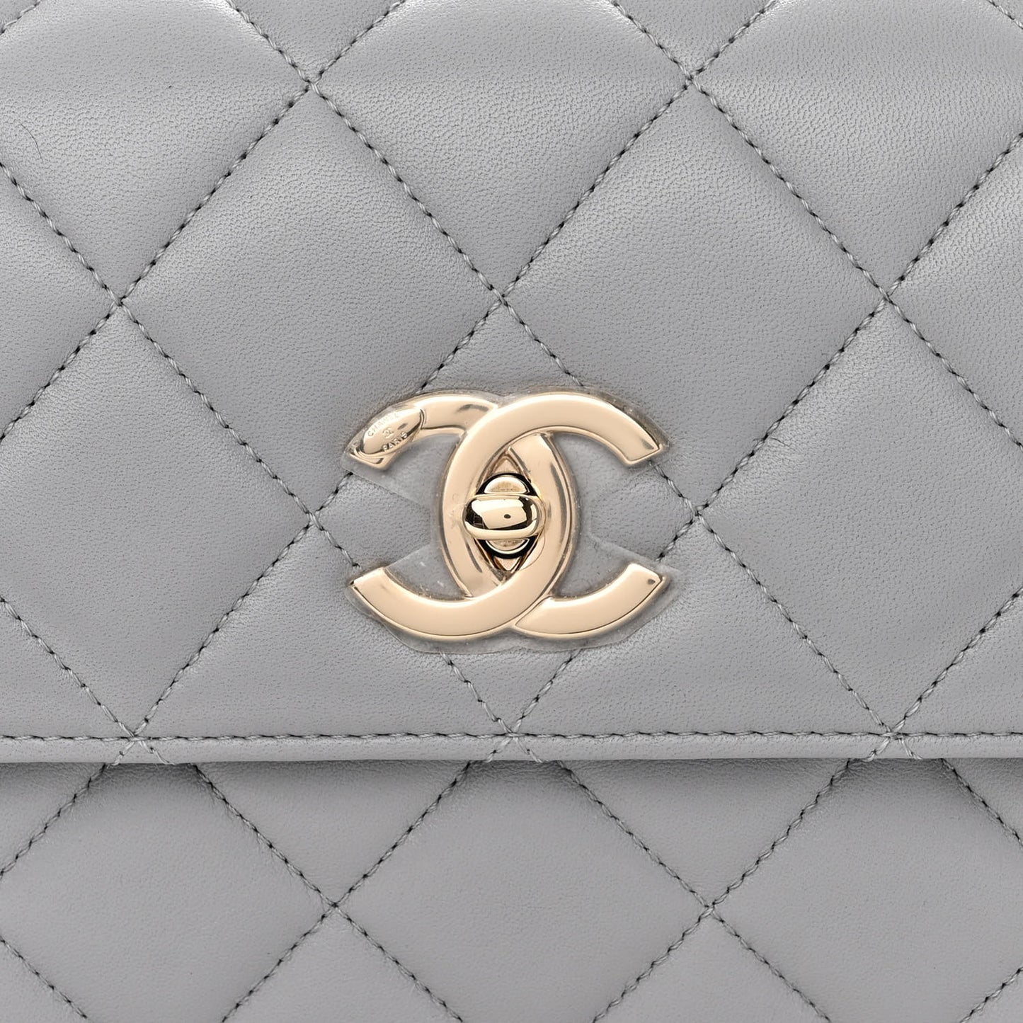 Lambskin Quilted Small Trendy CC Flap Dual Handle Bag Grey