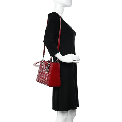 Christian Dior Patent Cannage Medium Lady Dior Red 2 of 10