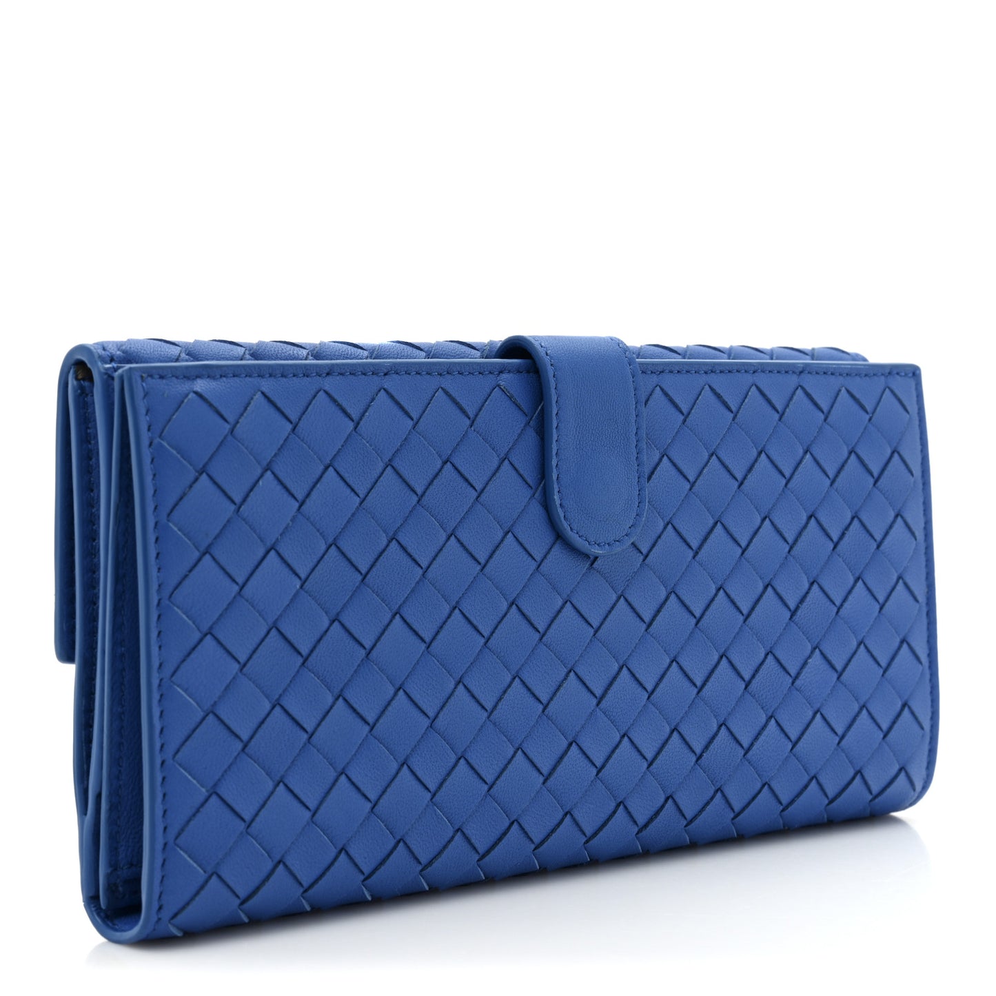 Nappa Intrecciato Continental Flap Wallet Bluette