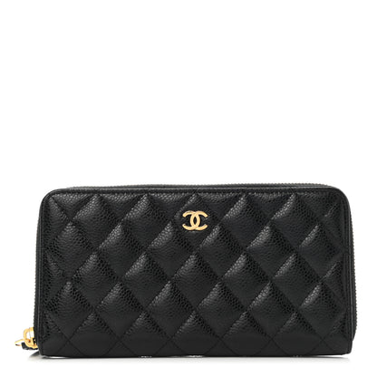 Chanel Caviar Quilted Large Gusset Zip Around Wallet Black 1 of 9