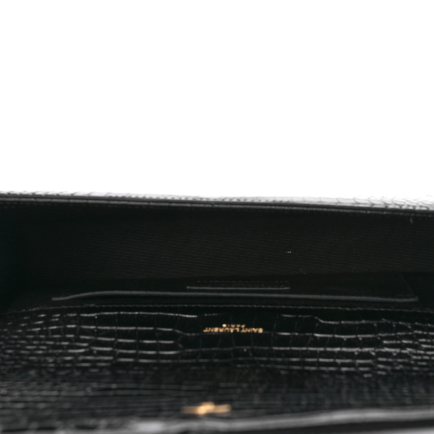 Calfskin Crocodile Embossed Classic Monogram Tassel Clutch Black