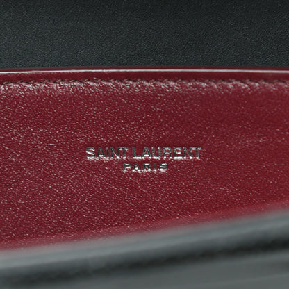 Saint Laurent Calfskin Lizard Embossed Medium Classic Monogram Cassandra Top Handle Black Rouge Legion 12 of 22