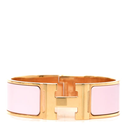 Hermes Enamel Wide Clic Clac H Bracelet GM Rose Candeur 1 of 4