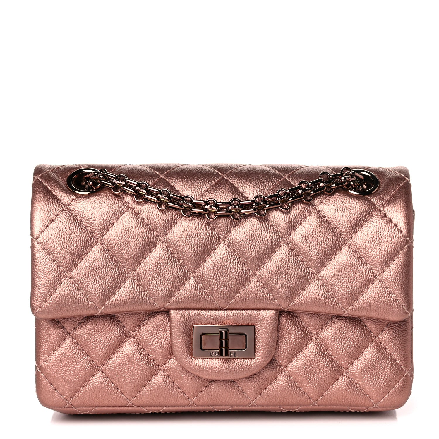 Chanel Metallic Grained Calfskin Quilted 2.55 Reissue Mini Flap Copper Pink 1 of 10