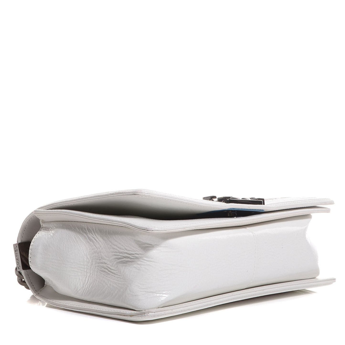 Patent Tweed Medium Boy Flap White