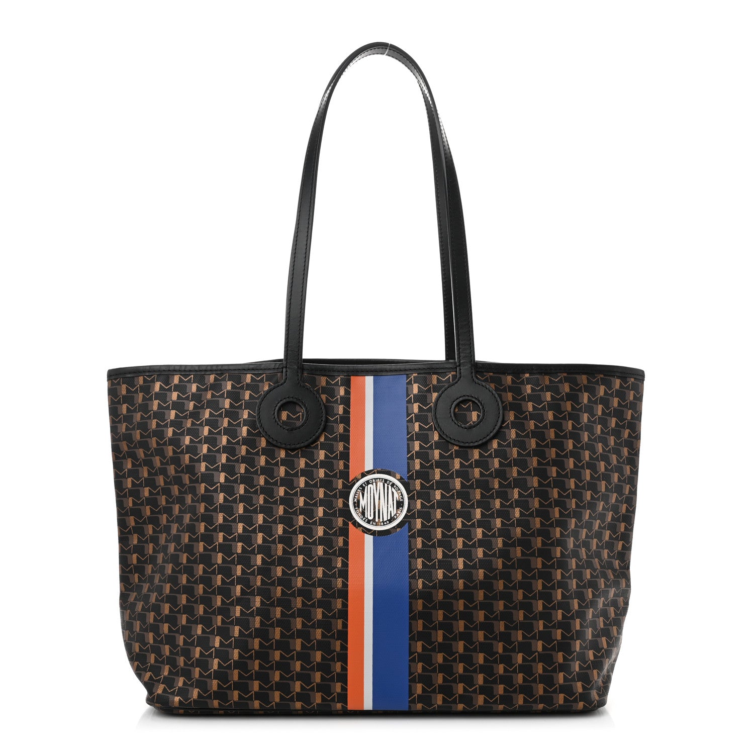 Moynat Grained Calfskin Canvas 1920 Oh! Tote Ruban MM Carbon Bronze 1 of 10