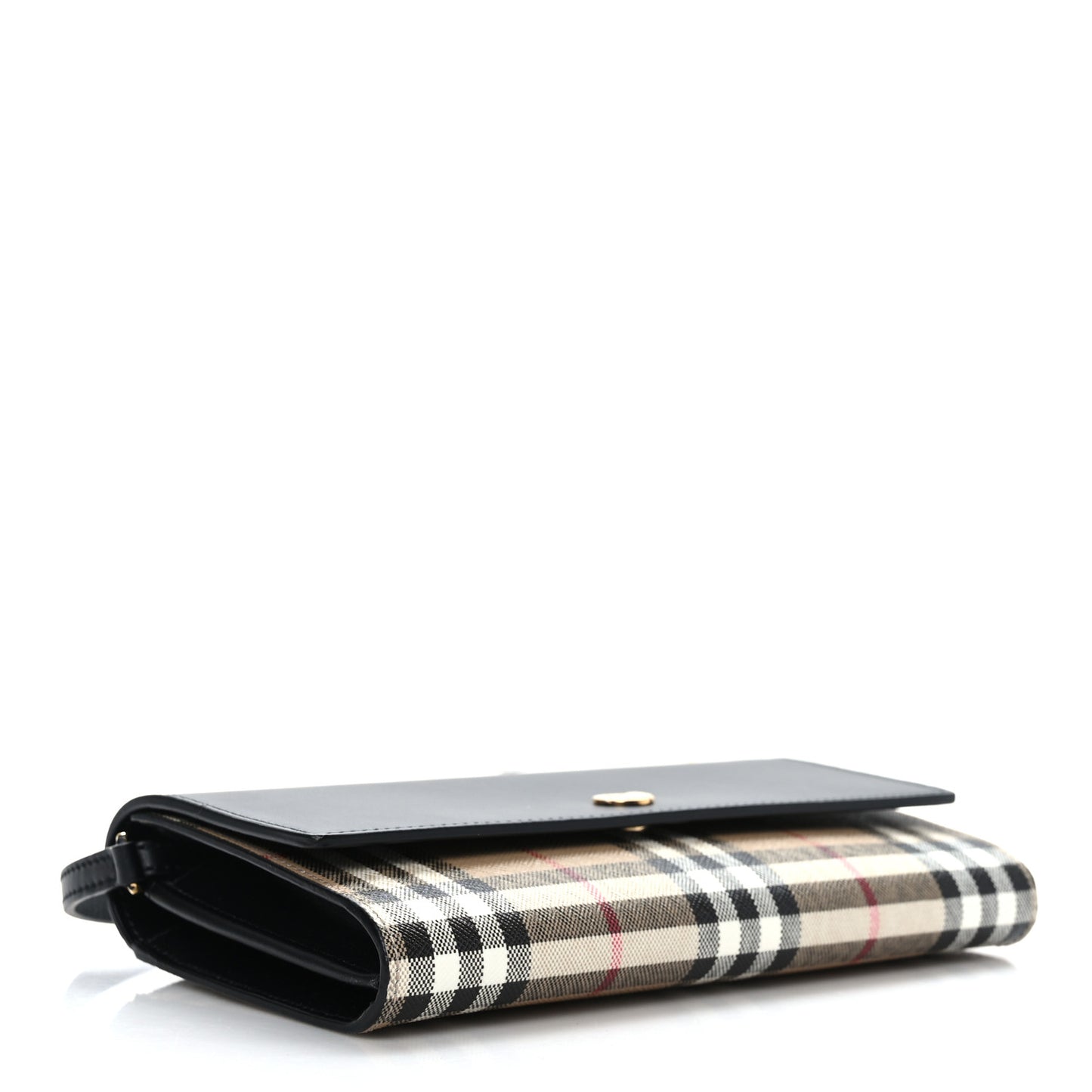 Calfskin Vintage Check Hannah Wallet with Detachable Strap Black