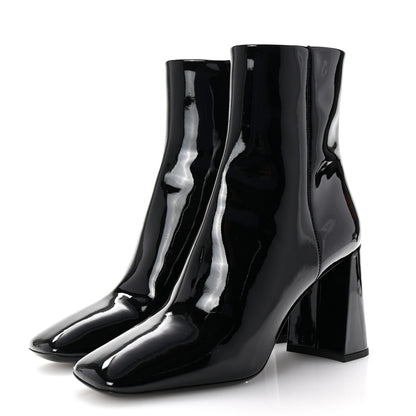Prada Vernice Square Ankle Boots 35 Black 4 of 8