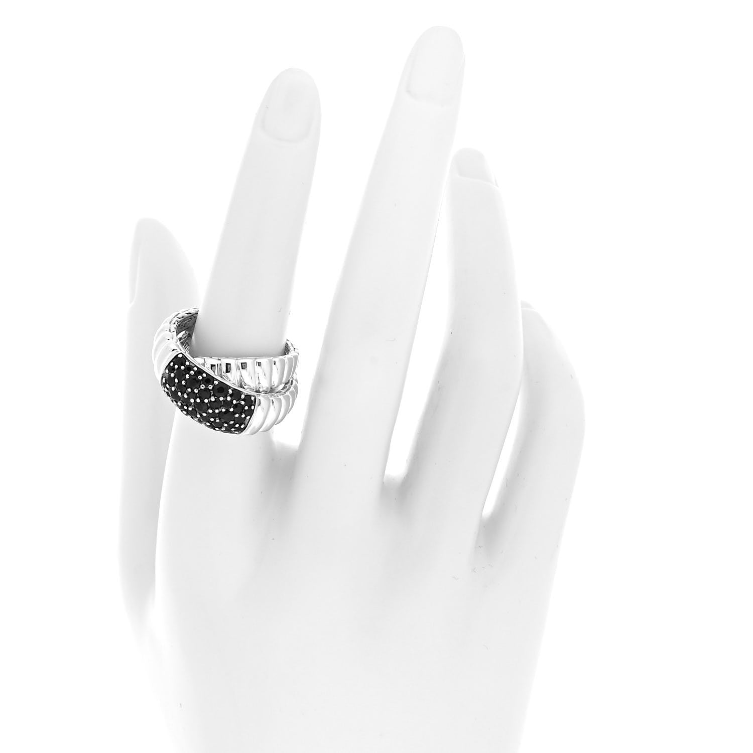 John Hardy Sterling Silver Black Sapphire Crossover Ring 55 7.25 2 of 4