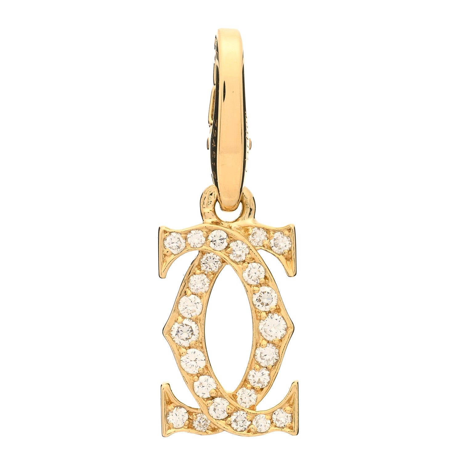 Cartier 18K Yellow Gold Diamond Logo Charm 1 of 3