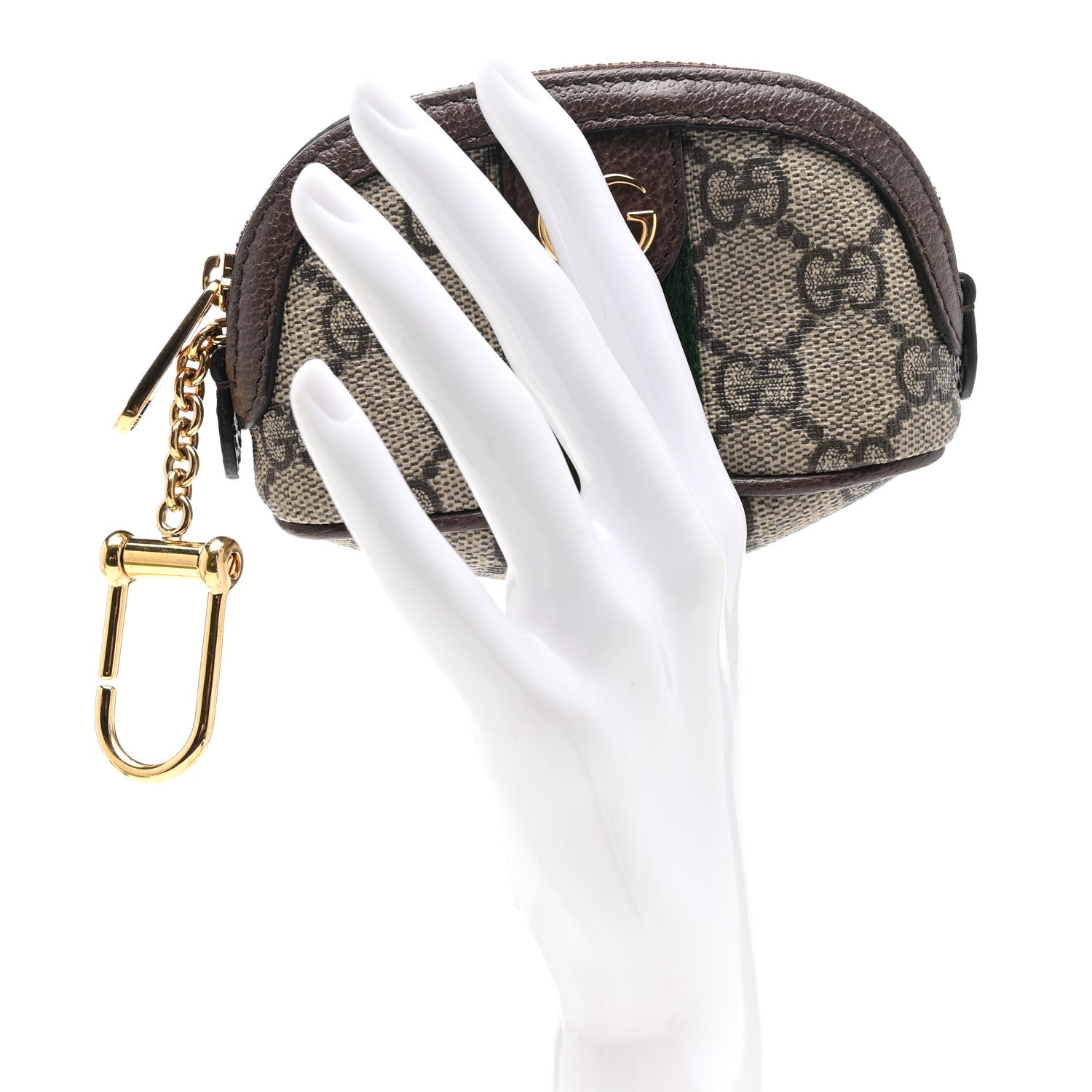 Gucci GG Supreme Monogram Web Ophidia Dome Key Pouch Beige New Acero 2 of 8