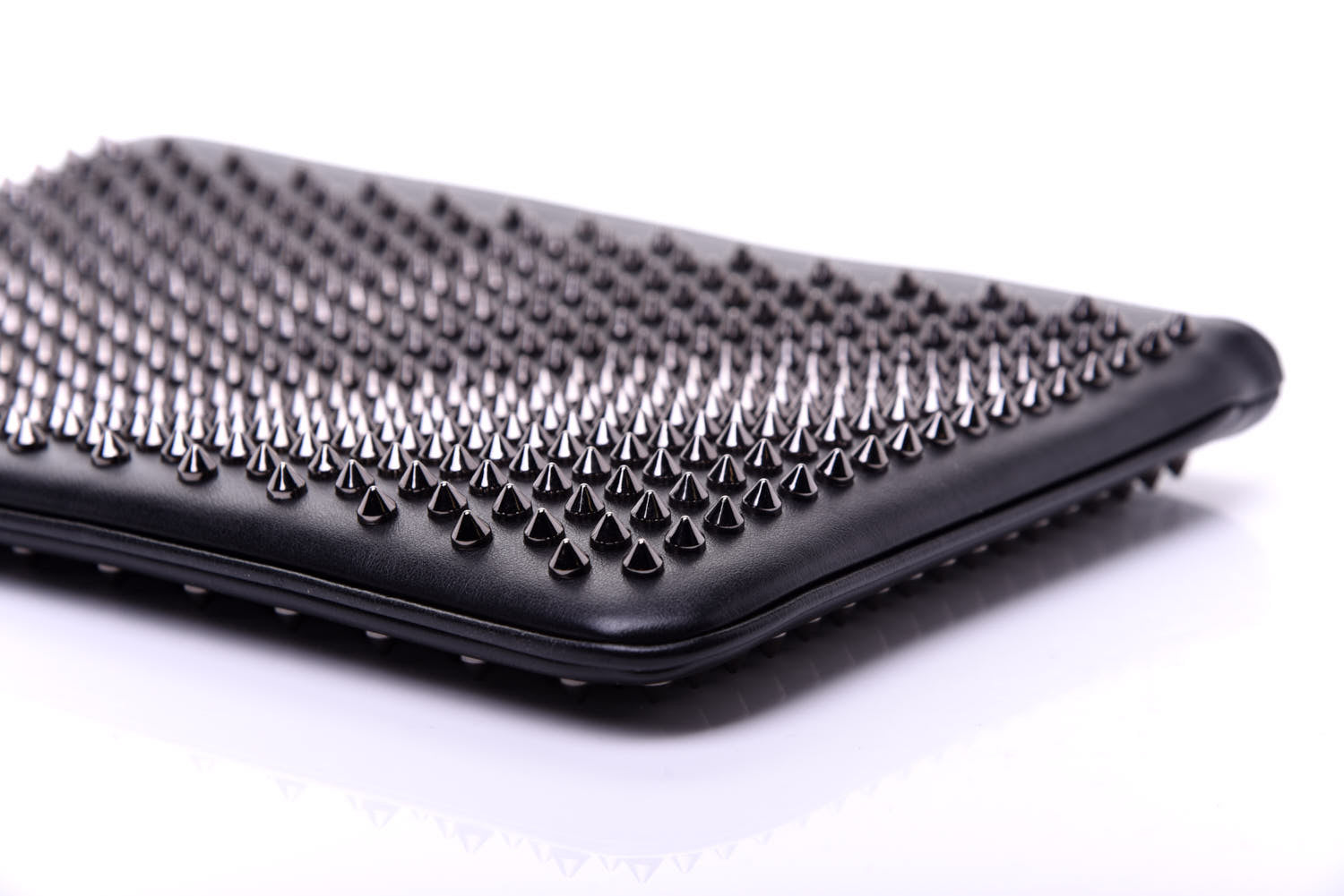 Christian Louboutin Calfskin Studded Loubiposh Clutch Black 7 of 9