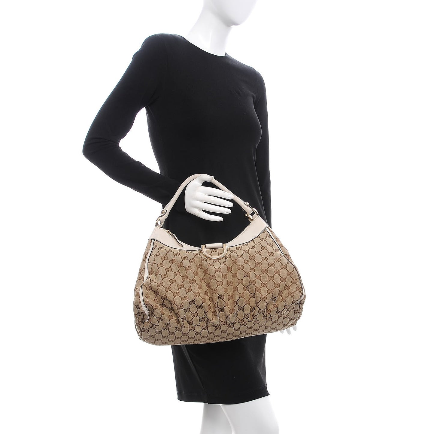 Monogram Large D Gold Ring Hobo Off White