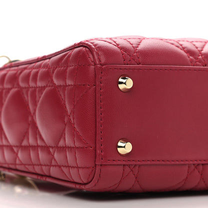 Christian Dior Lambskin Cannage Mini Lady Dior Burgundy 9 of 11