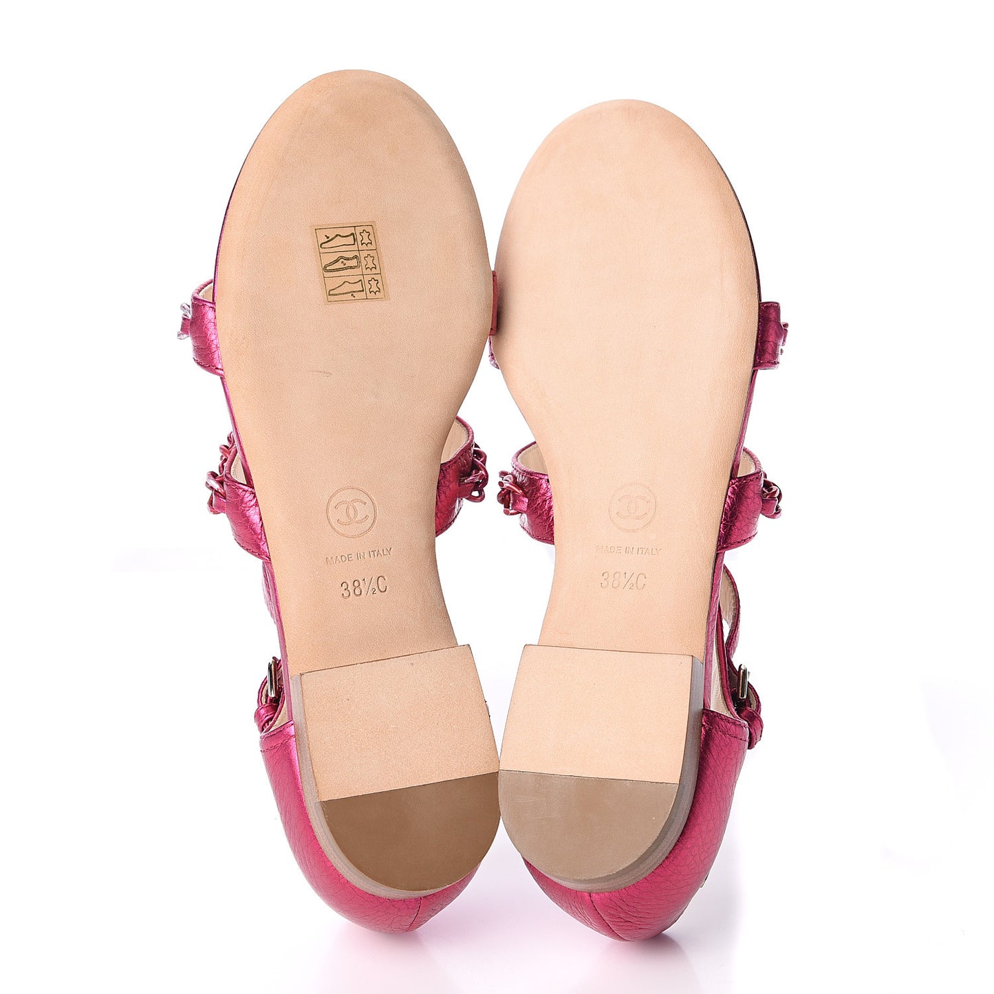 Metallic Gladiator Chain Sandals 38.5 Dark Pink