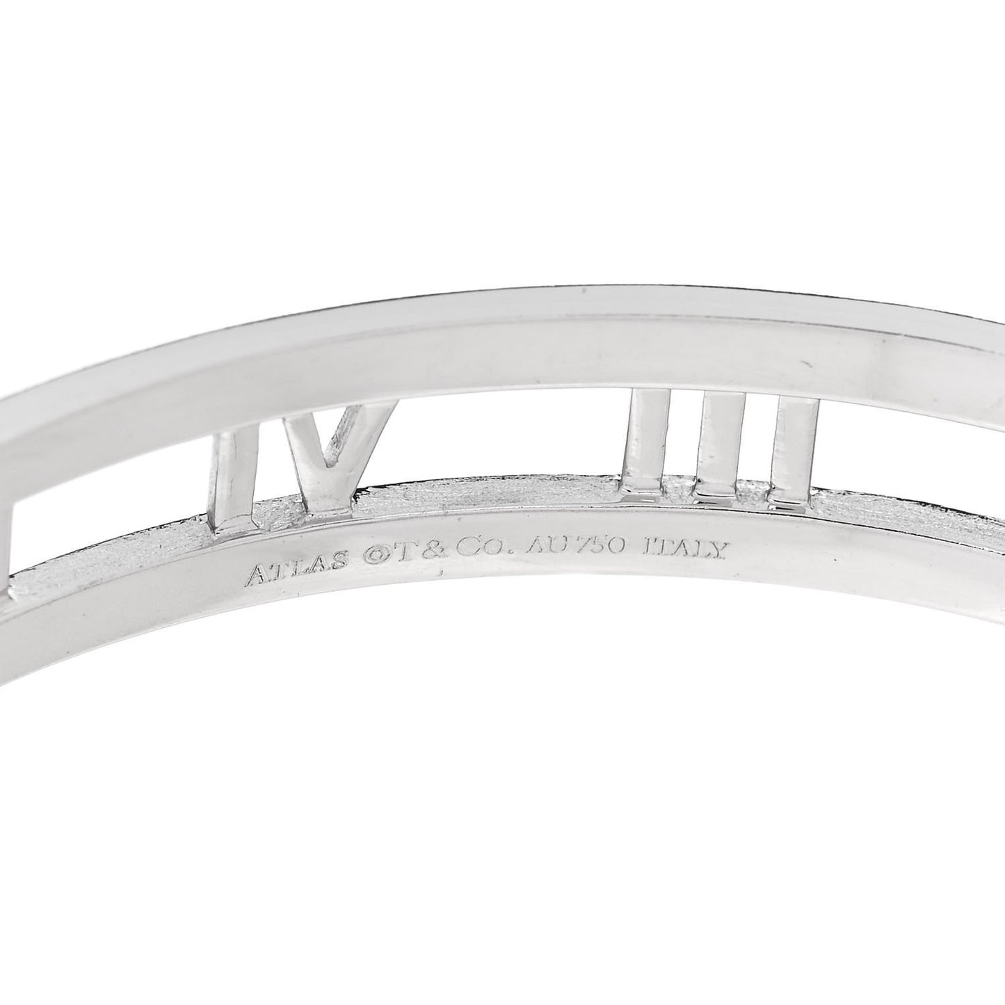 18K White Gold Diamond Atlas Open Hinged Bangle Bracelet