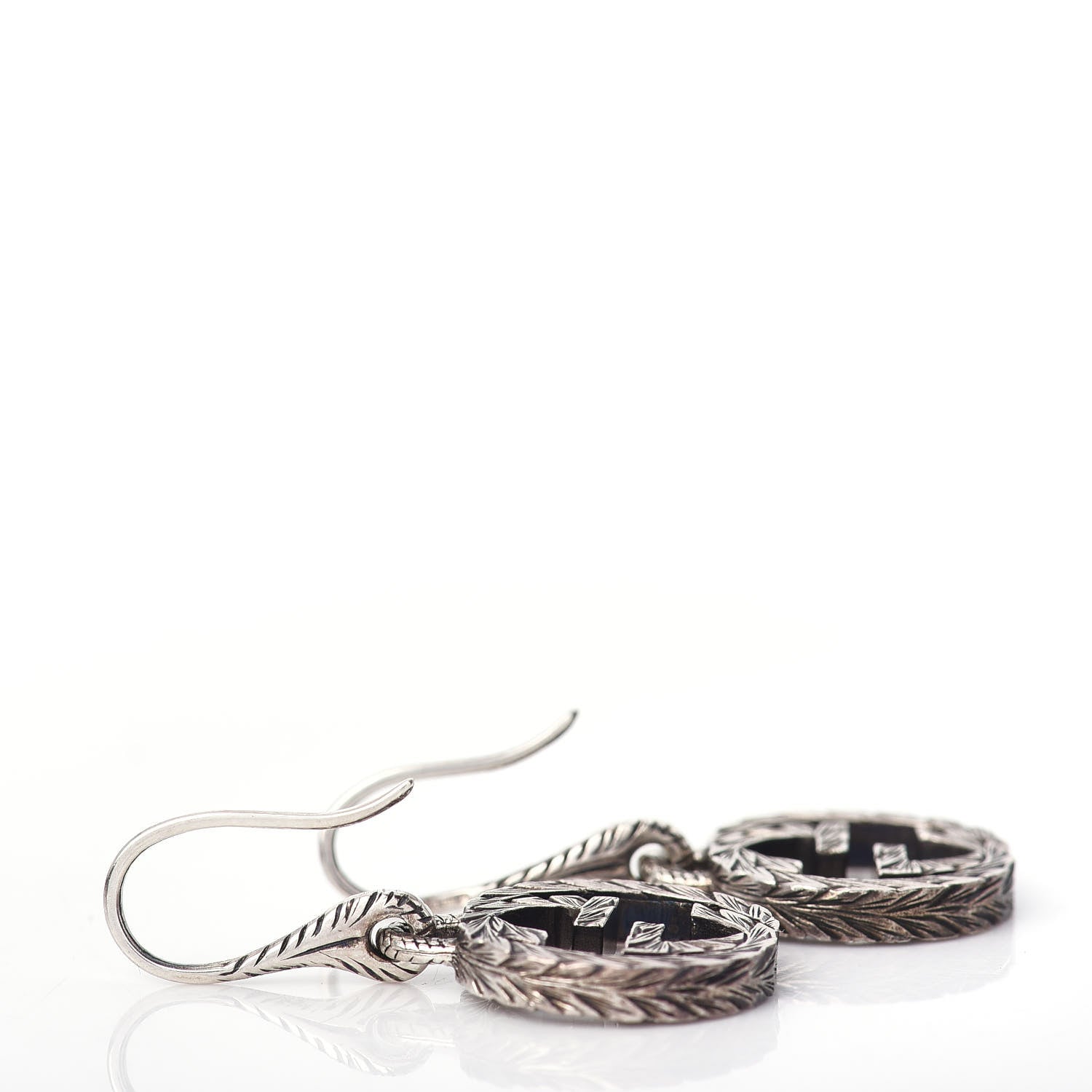 Gucci Sterling Silver Interlocking GG Drop Earrings 3 of 4