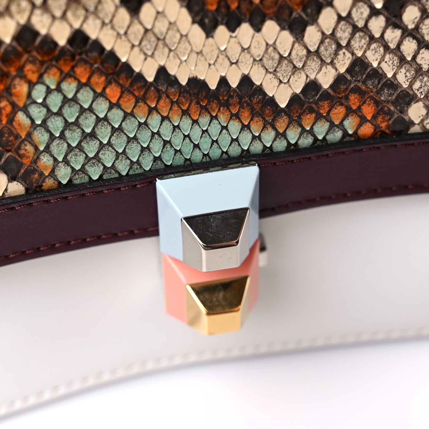 Snakeskin Vitello Liberty Studded Small Kan I Shoulder Bag Arancio Turchese Pallido Multicolor