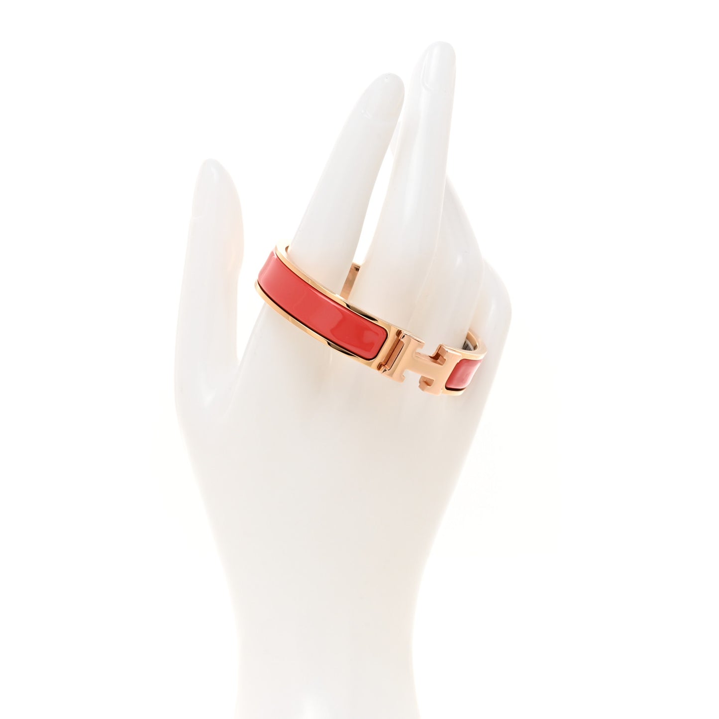 Enamel Narrow Clic Clac H Bracelet GM Rouge Corail