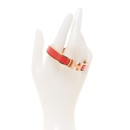 Hermes Enamel Narrow Clic Clac H Bracelet GM Rouge Corail 2 of 5