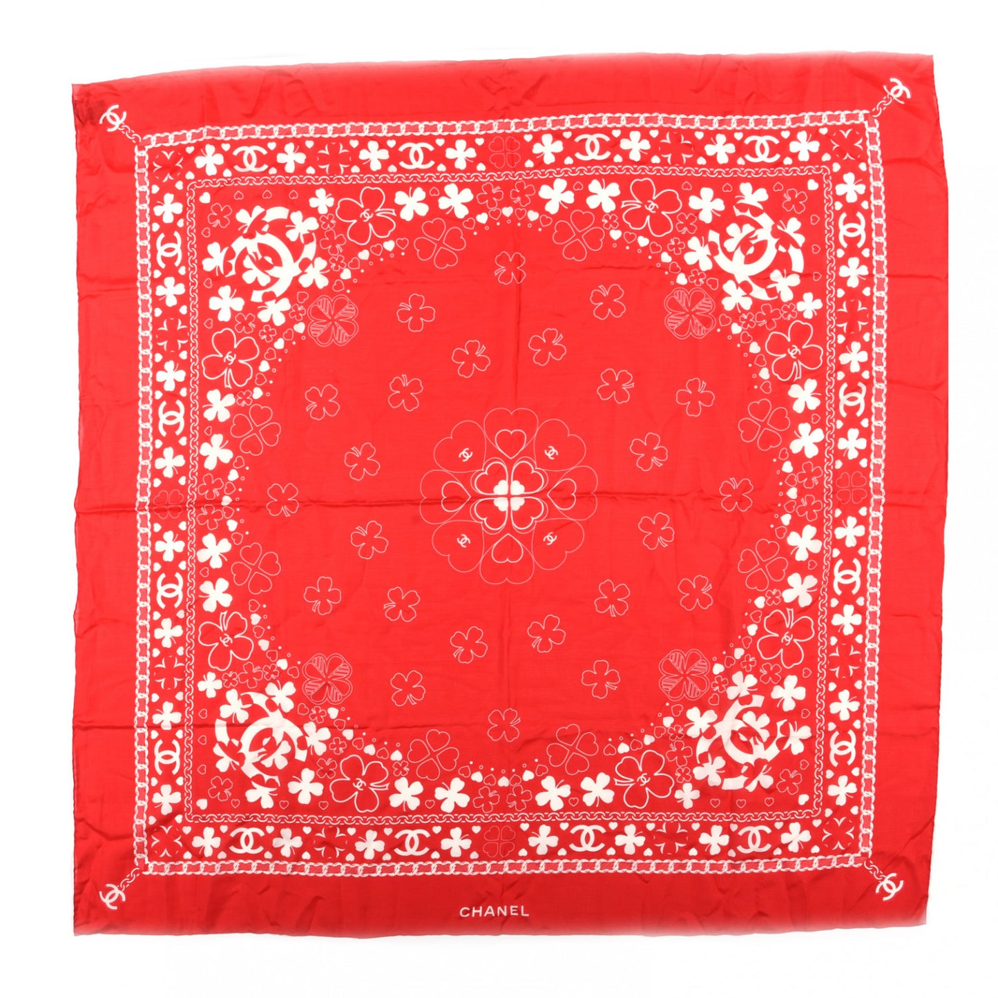 Cotton Silk CC Square Scarf Red