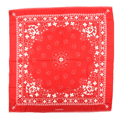 Chanel Cotton Silk CC Square Scarf Red 2 of 5