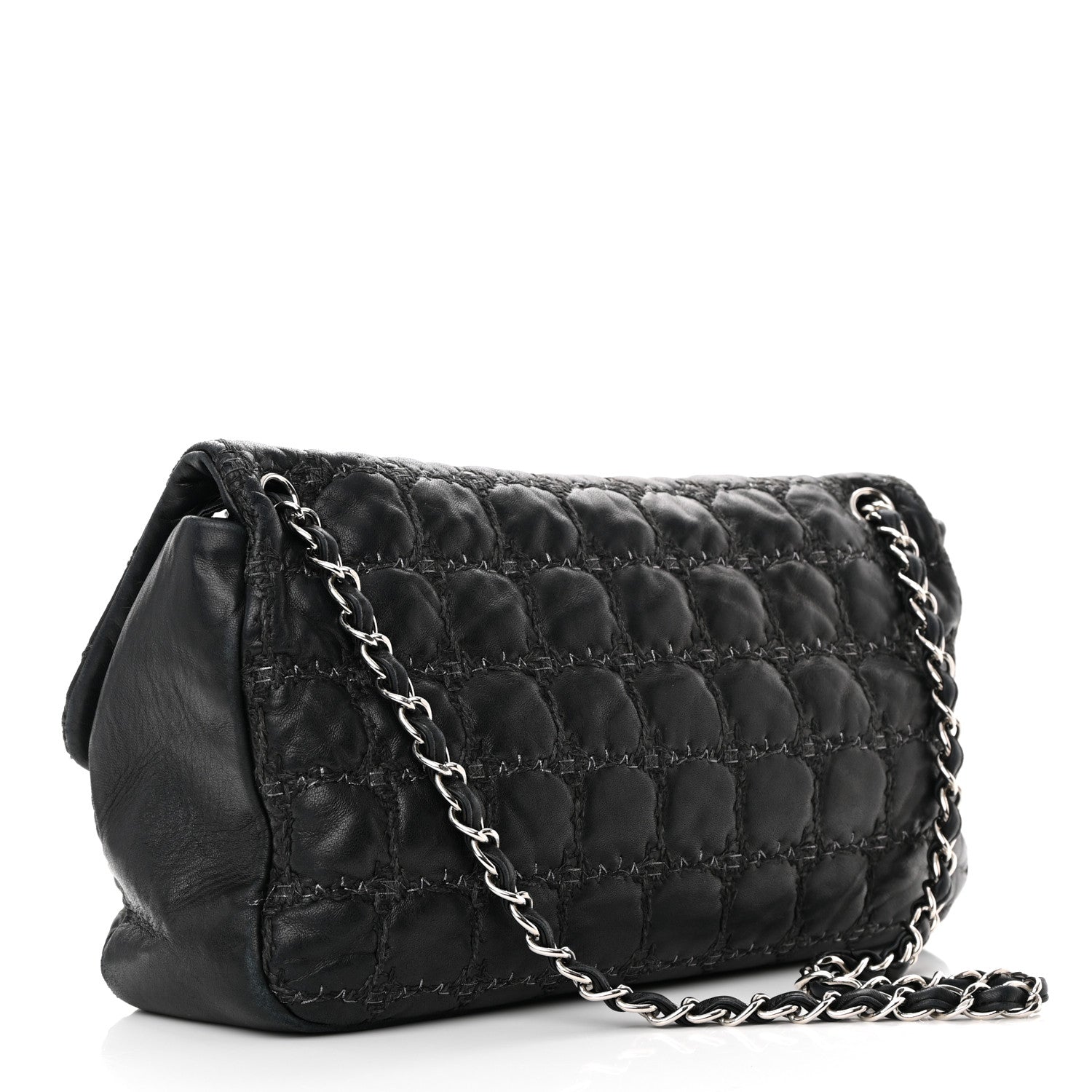 Chanel Lambskin Tweed Double Stitch Maxi Flap Black 3 of 16
